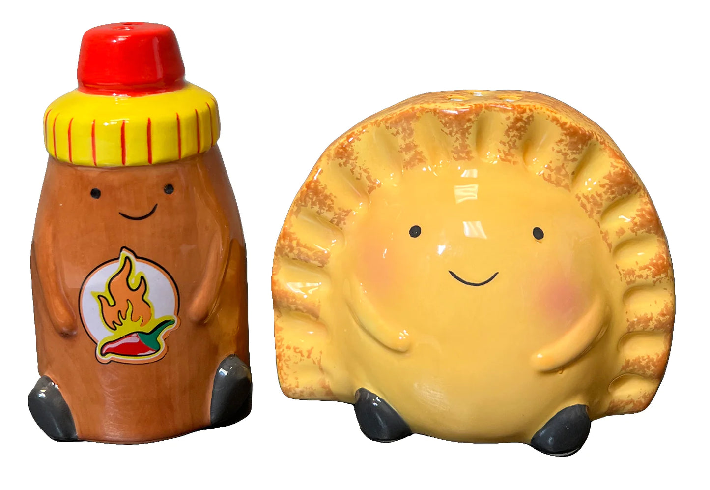 Streamline Salt & Pepper Shaker Empanada and Hot Sauce