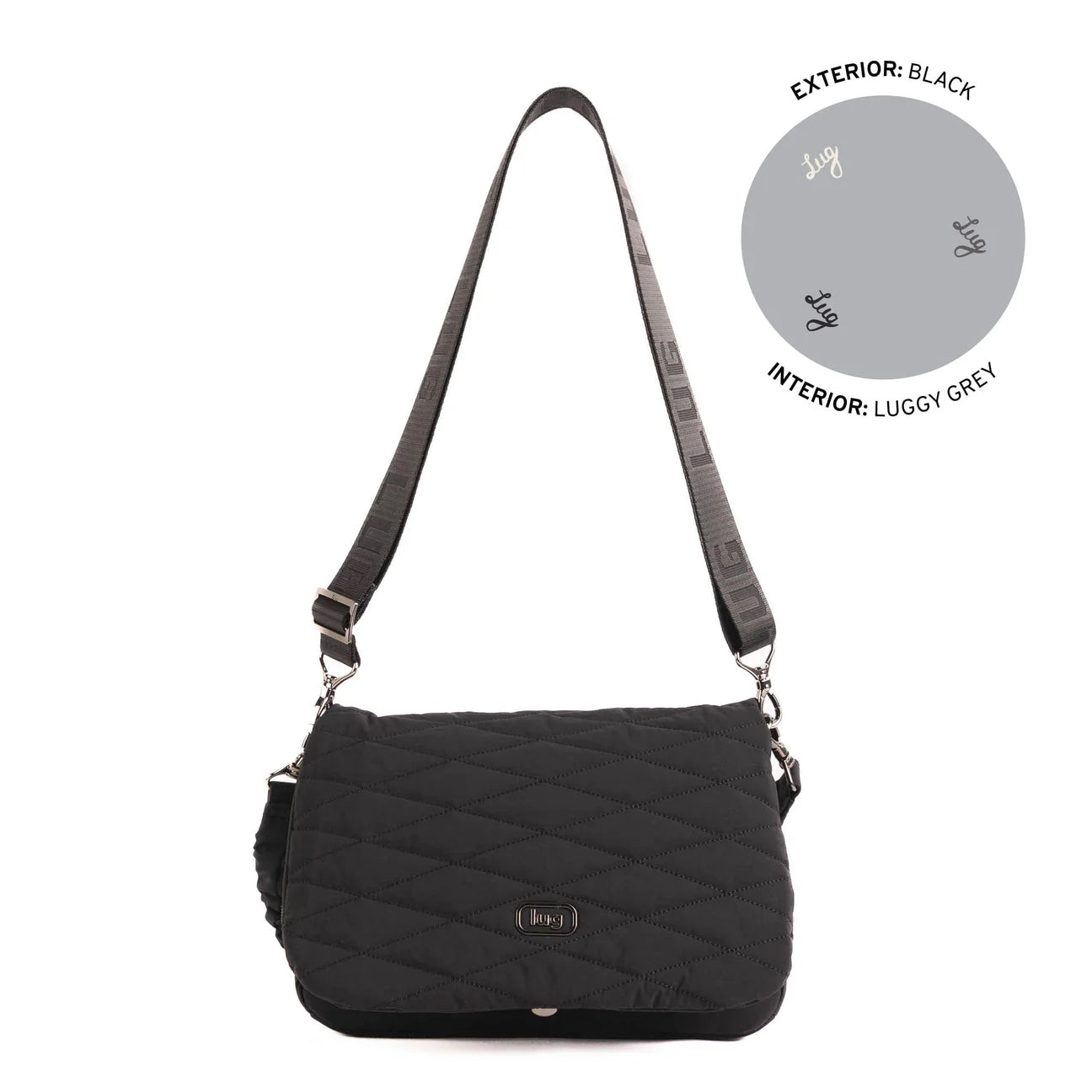 Lug Bina Fold Over Crossbody Bag Black