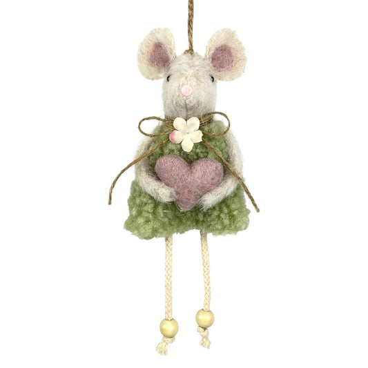 Spring Mouse in Green Dress w/ Heart