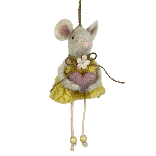 Spring Mouse in Yellow Dress w/ Heart