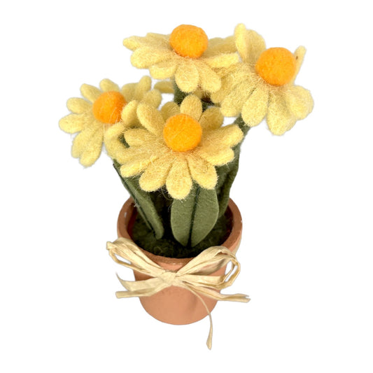 Felt Yellow Daisies in Pot