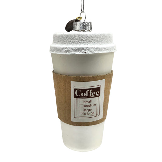 GLASS PAPER COFFEE CUP W/ SLEEVES & FROSTED CUP Ornament