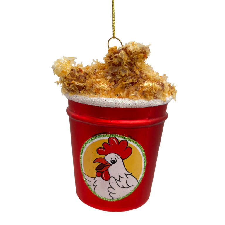Glass Fried Chicken Bucket 4″ Ornament
