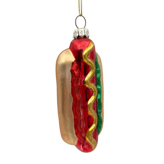 Hot Dog Glass Ornament