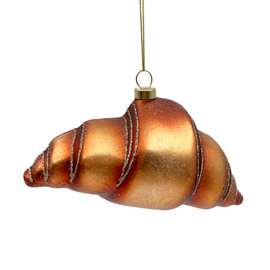 GLASS CROISSANT 3″ COPPER GLITTER Ornament
