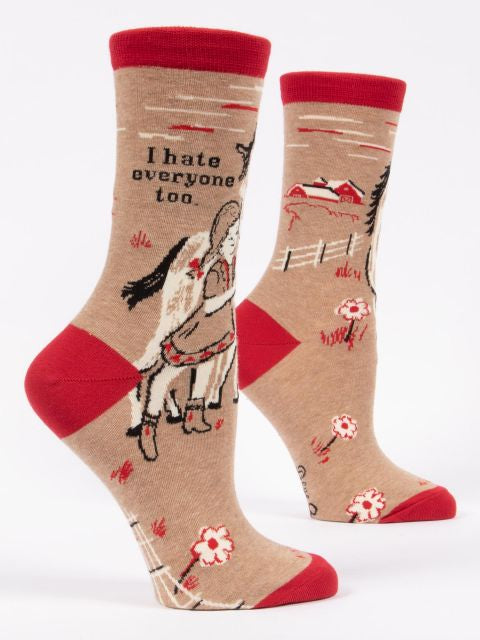 Blue Q Women’s I Hate Everyone Crew Socks