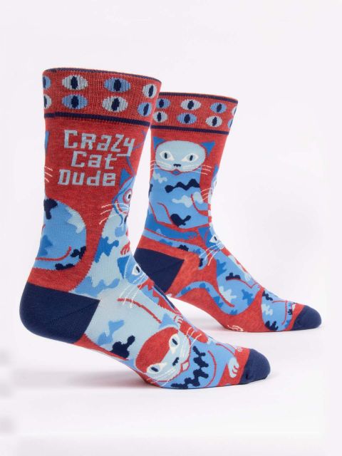 Blue Q Crazy Cat Dude Men’s Sock