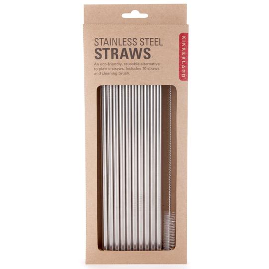 Kikkerland Stainless Steel Straws Set of 10