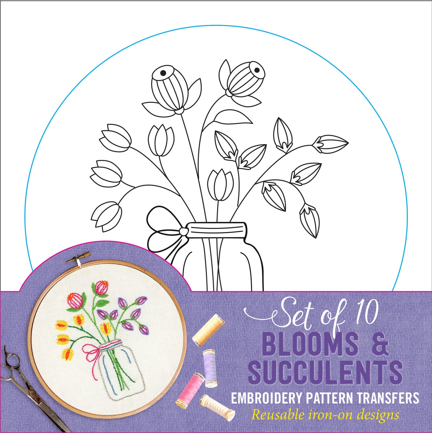 Sets of Embroidery Pattern Transfers