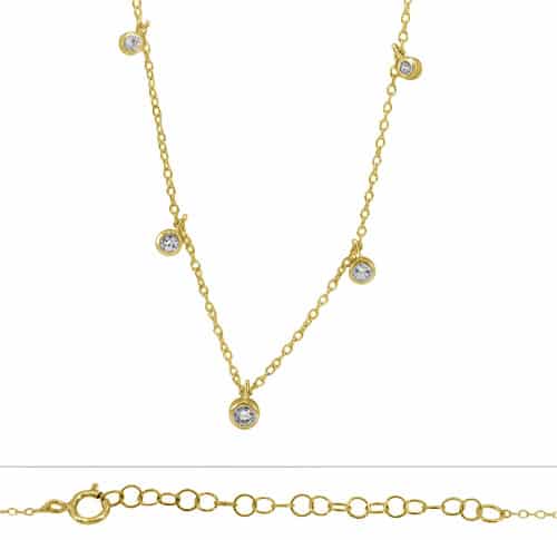 Gold Vermeil Cubic Zirconia Drops Necklace