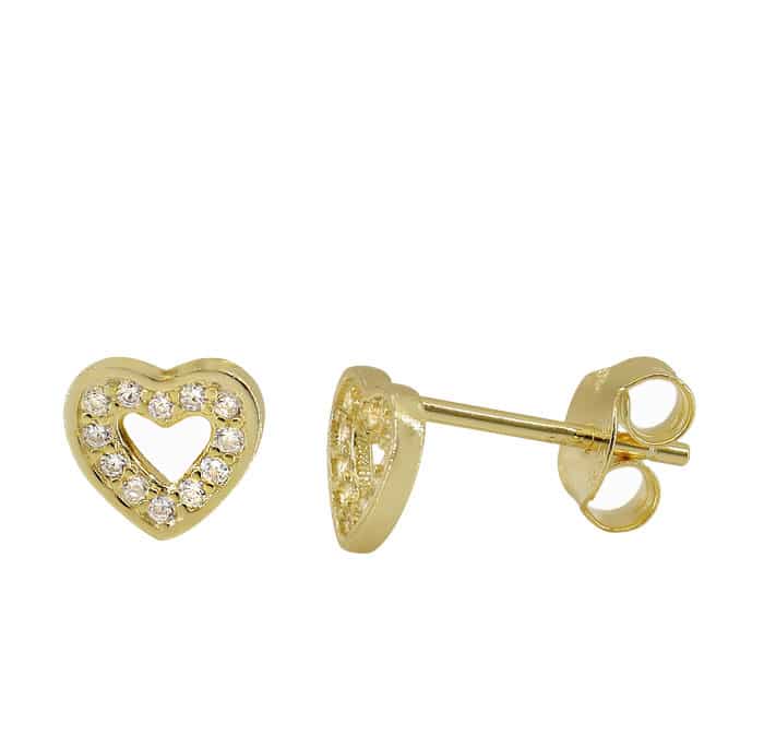 Heart Cubic Zirconia Stud Earrings