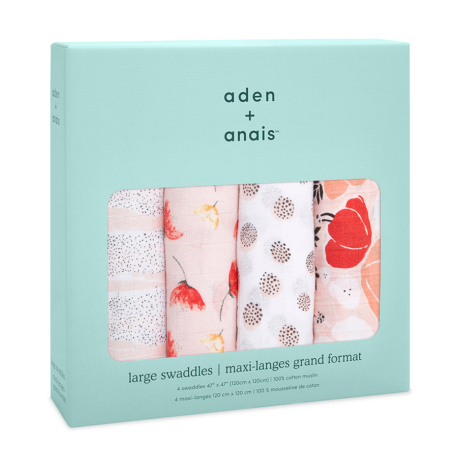 Aden & Anais 4 Pack Swaddles ( Various Colours)