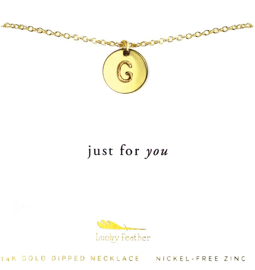 Lucky Feather Gold Initial Necklace