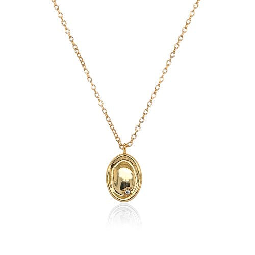 Gold Vermeil Oval Stamp Necklace