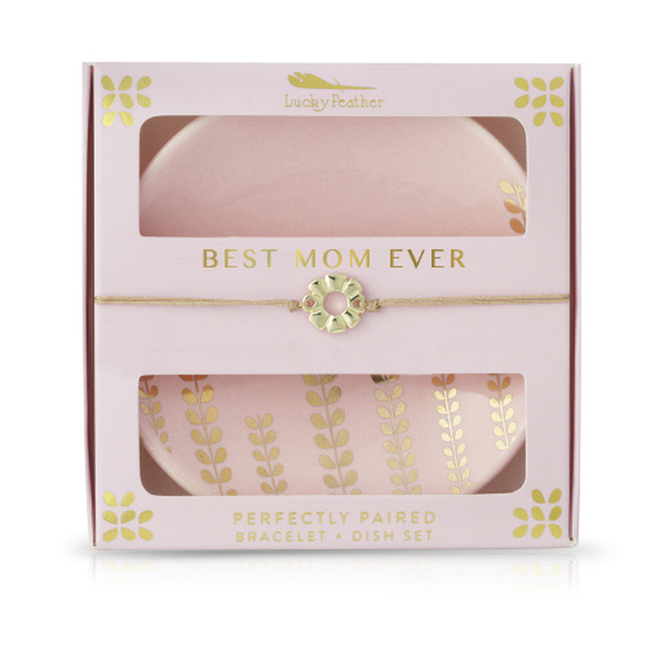 Lucky Feather Best Mom Ever Bracelet & Dish Set