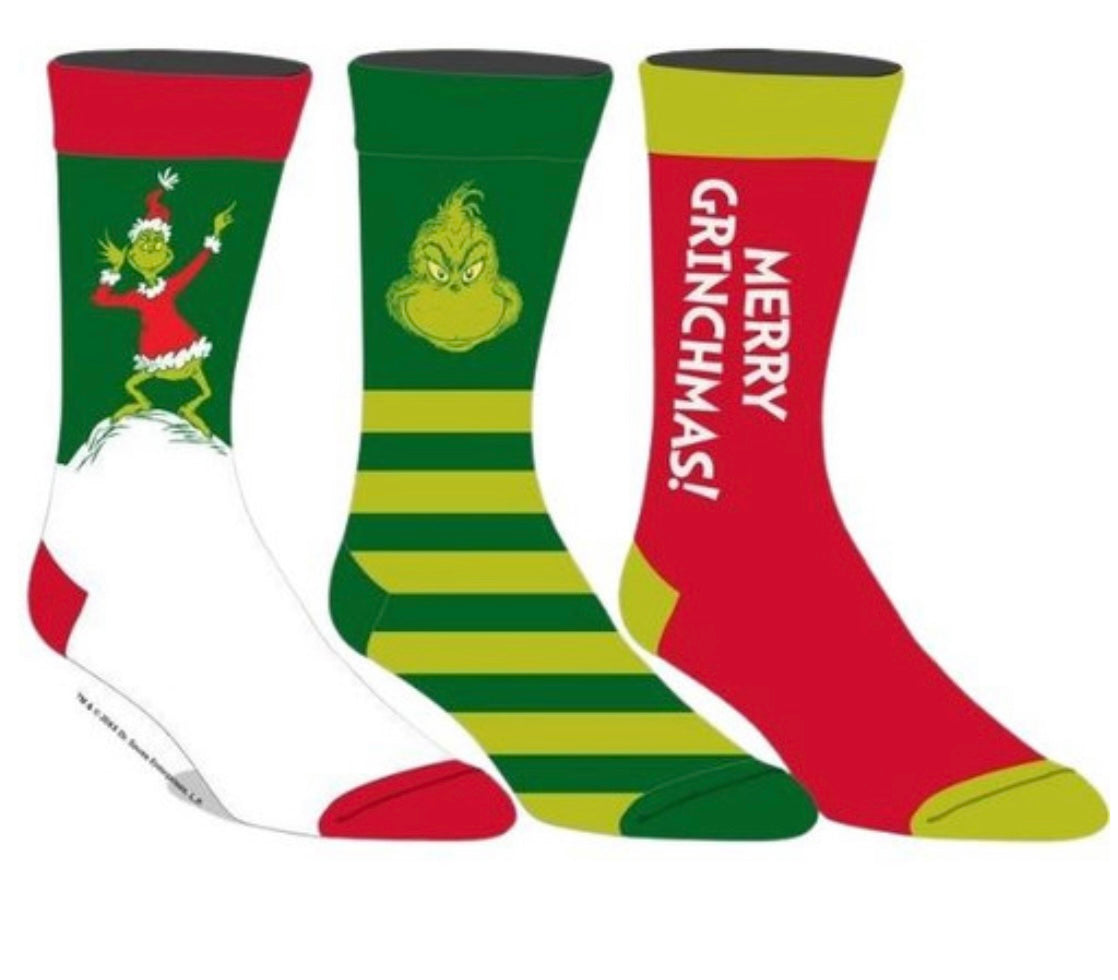 Merry Grinchmas 3-Pair Pack of Crew Socks