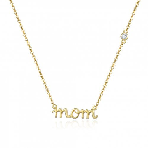 Gold Vermeil Cursive Mom Necklace