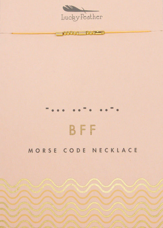 Lucky Feather Morse Code BFF Necklace